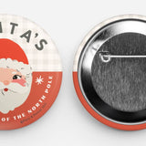 Santa's Helper Retro Christmas Style Button Pin