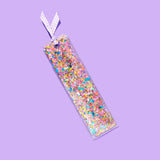 Bookmark - Happy Confetti + Purple Gingham Ribbon