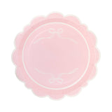 Round Pink Bows Paper Plate