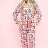 Santa's Candy Cane Christmas Pajama Set with Pants
