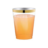 12 oz. Clear with Metallic Gold Rim Round Tumblers - 20 pcs