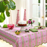 Rosemary Stripe Pink Square Game Tablecloth