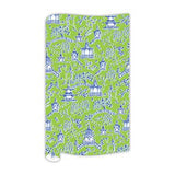 Blue and Bright Green Pagoda Pattern Wrapping Paper