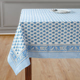 Apatite Blue Hand Block Printed Cotton tablecloth 60x60