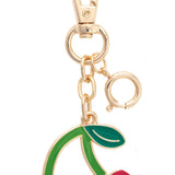 Cherries Enamel Bag Charm in Red & Green