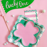 Pink and Green Stripes and Ric Rac Cocktail Napkin