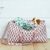 Hydrangea Quilted Duffel Bag-Blue