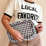 Gingham Ruffle Frilly Makeup Bag