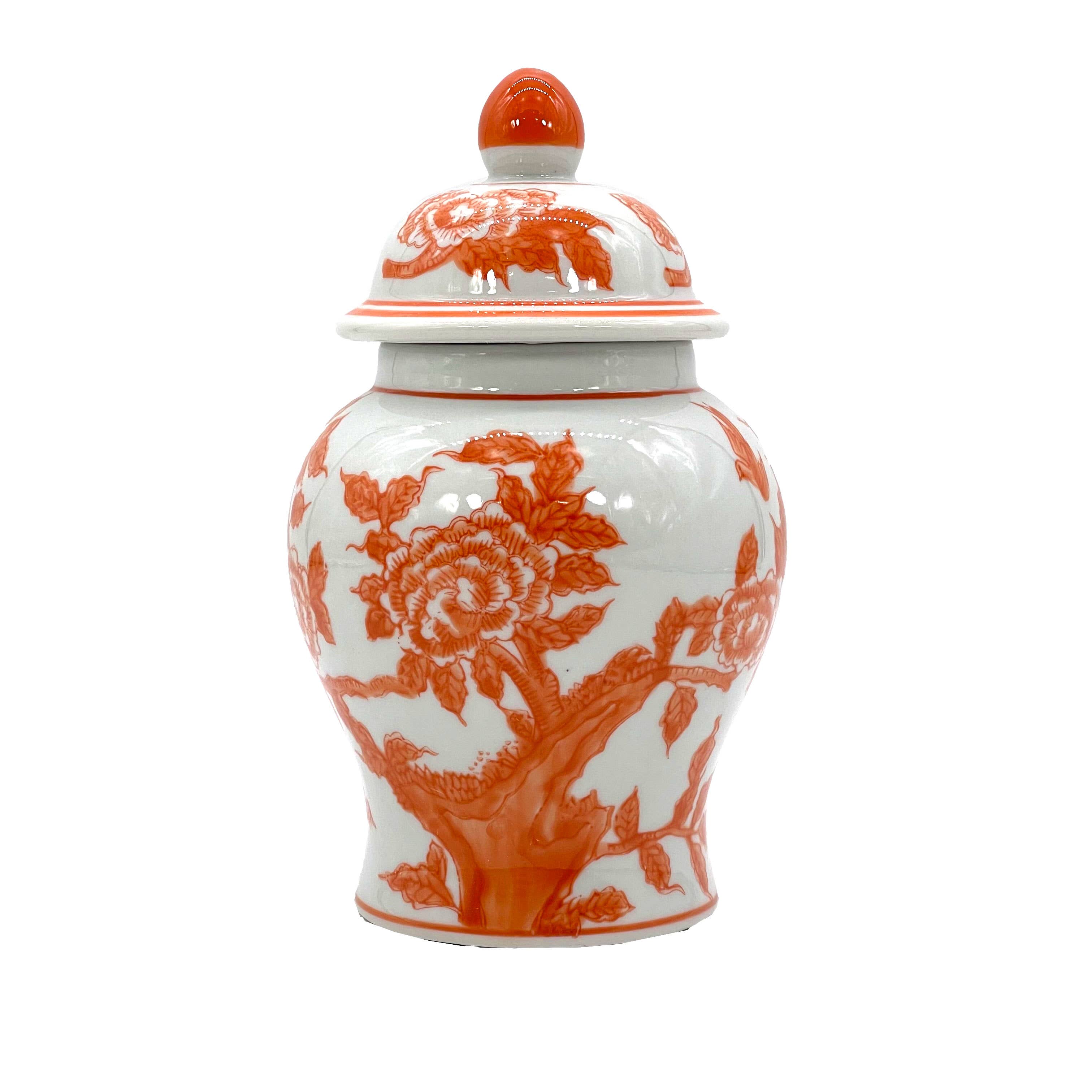 Small Chinoiserie Ceramic Decorative Tea & Ginger Jar 8"