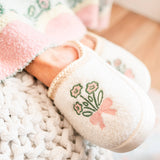 Patchwork Floral Platform Sole Embroidered Slippers