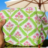 Barry Green and Pink Floral Cosmetic Bag Set