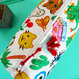 Quilted Toiletry Makeup Cosmetics Bags | Lucky Vibes White