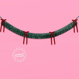 Xmas Bow Banner - fringe + velvet bows