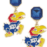 Kansas Jayhawks Rhinestone Enamel Logo Earrings