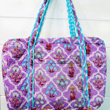 Quilted Duffle Bags | Weekender Bag | Purple Wildflowers