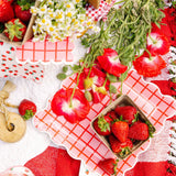 Red and Pink Grid Cocktail Napkin