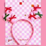Pink Reindeer Holiday Headband