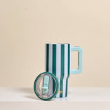 20 oz Lifestyle Flip Straw Tumbler–Sicily Stripes Teal