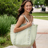 Gingham Ruffle Tote Bag