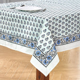 Poppy Blue Block Print Tablecloth 60x60