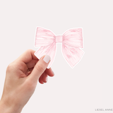 Pink Striped Bow Vinyl Sticker