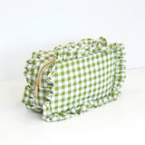 Gingham Ruffle Frilly Makeup Bag