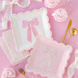 Large Pink Bows Paper Plate Set