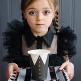 Party More Tonal Black Stripe Paper Plate