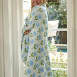 Marigold Ticking Stripe Blue Fleece Blanket