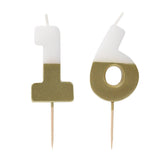 White & Gold Milestone Candles Set | Cake Candles |