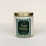 Happy Holidays - Holiday Christmas Candle - 9oz Clear