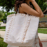 Gingham Ruffle Tote Bag