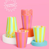 Pool Party Cups - 16 plastic cups, summer, kids, pink, blue