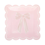 Large Pink Bows Paper Plate Set