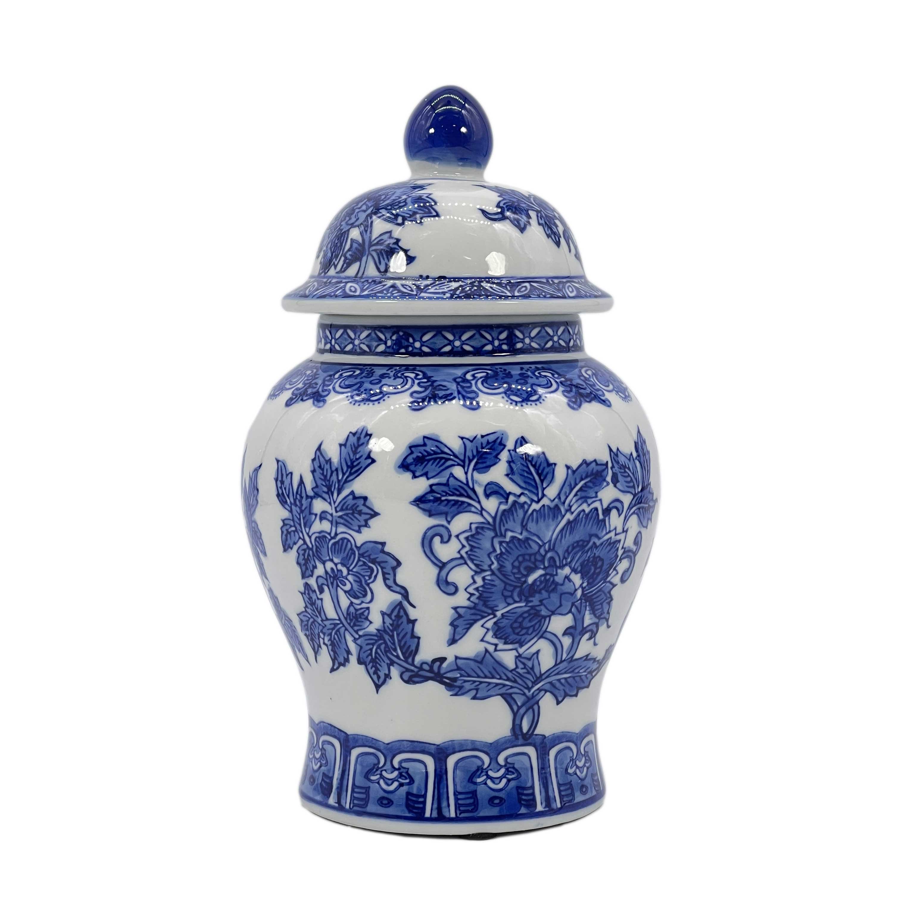 Small Chinoiserie Ceramic Decorative Tea & Ginger Jar 8"