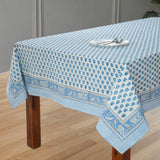 Apatite Blue Hand Block Printed Cotton tablecloth 60x60