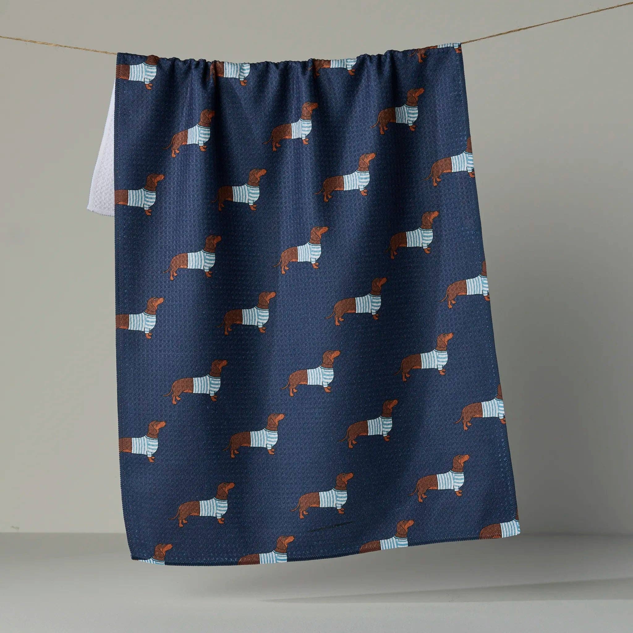 Coastal Dachshund Tea Towel