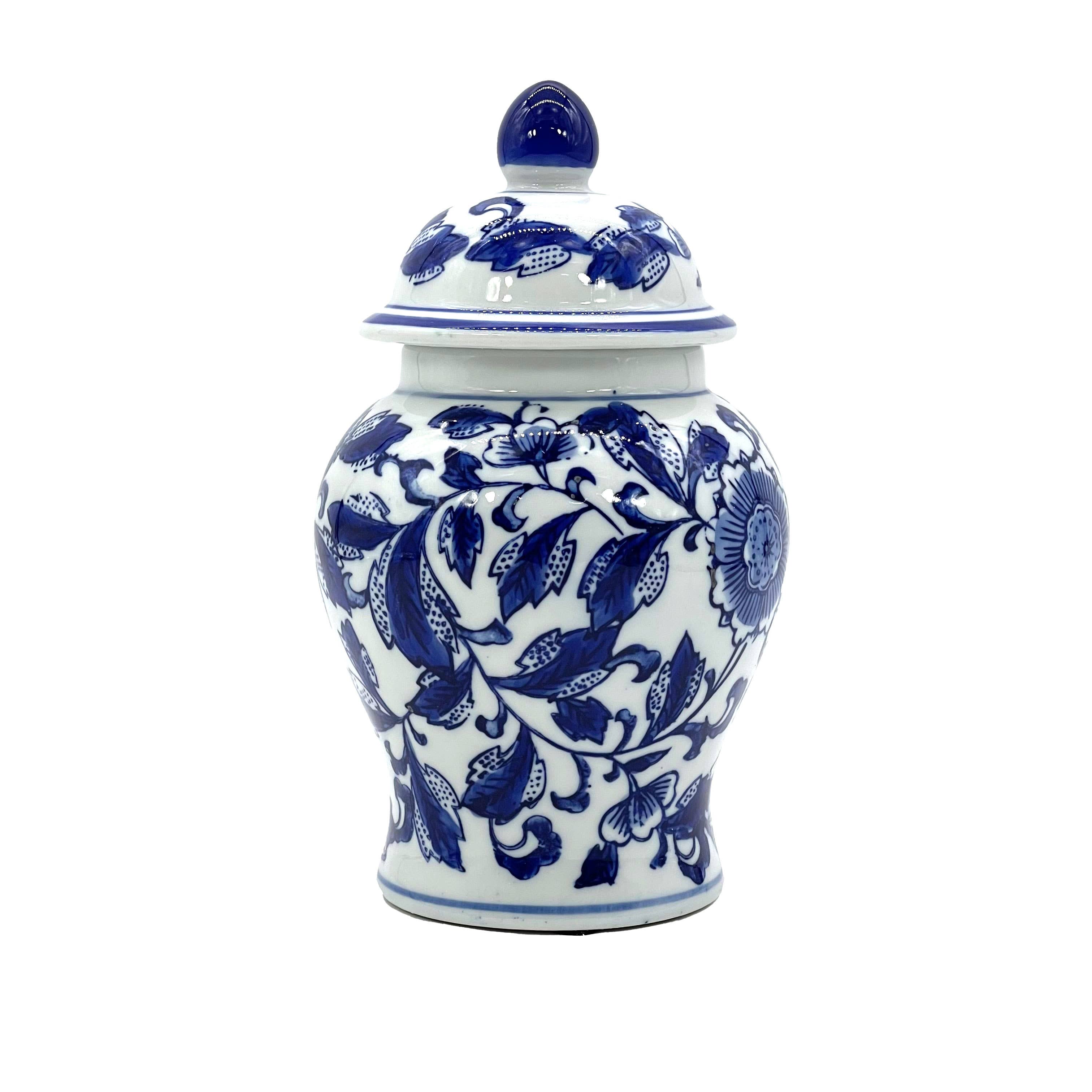 Small Chinoiserie Ceramic Decorative Tea & Ginger Jar 8"