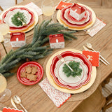 Red Scalloped Cream Lines Plate