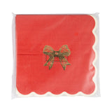 Red/Gold Bow Cocktail Napkin