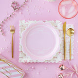 Round Pink Bows Paper Plate