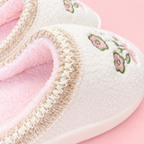 Patchwork Floral Platform Sole Embroidered Slippers