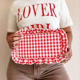 Gingham Ruffle Frilly Makeup Bag