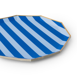 LIGHT & DARK BLUE SIGNATURE CABANA STRIPE LARGE PLATES