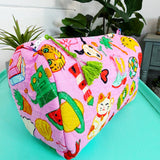 Quilted Toiletry Makeup Cosmetics Bags | Lucky Vibes Pink