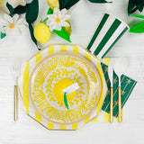 SOLEIL YELLOW CABANA STRIPE GUEST TOWELS