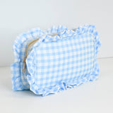Gingham Ruffle Frilly Makeup Bag