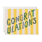 Yellow Stripes Congrats congratulations greeting card