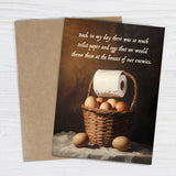 Back in My Day: Toilet Paper & Eggs - Funny Greeting Card