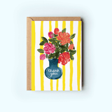 A Flowery Thank You Striped Appreciation Greeting Card